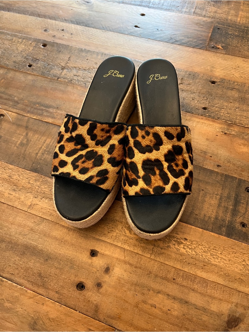 J. Crew Leopard-Print Slide Mules in Brown and Black